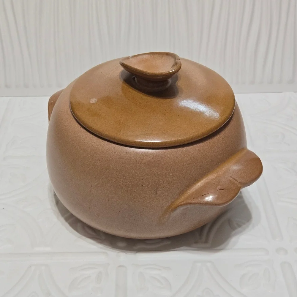 Frankoma Pottery Bean Pot Brown Tan 4V